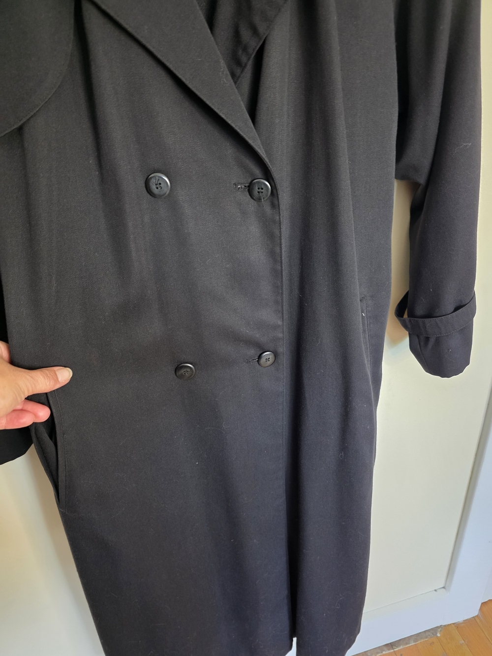 Women’s Vintage Double-Breasted Black Trench Coat